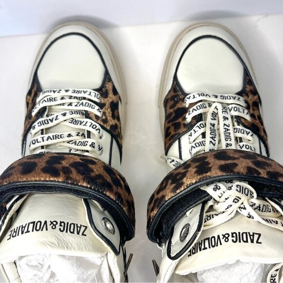 Zadig&Voltaire Mid Flash leopard-effect sneakers Logo Laces Sz 8 (39) NIB $698 - Picture 11 of 12